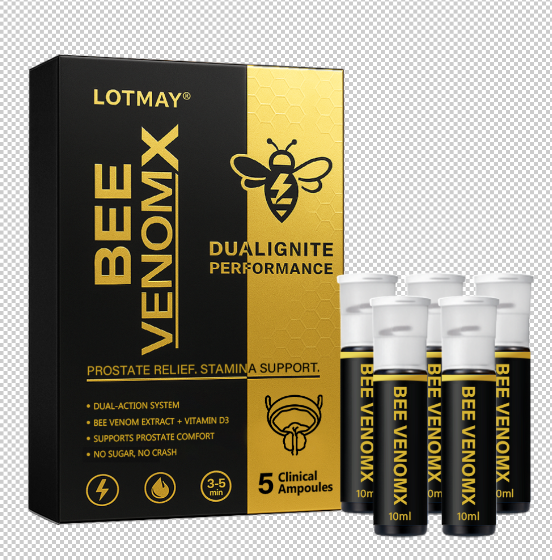Lotmay® Bee VenomX DualIgnite Performance System For Prostate Relief. Stamina Support